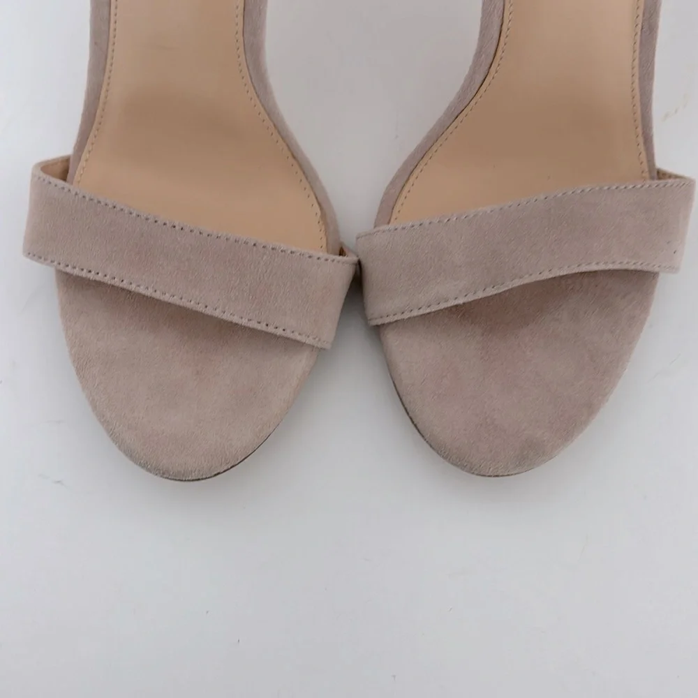 Michael Kors Heels 10 Samantha Nude Suede Ankle Strap Quiet Luxury Romantic Glam - Picture 5 of 13